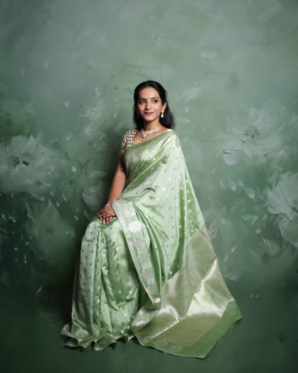 Pure Banarasi Silk Saree (Yellow) - Image 3