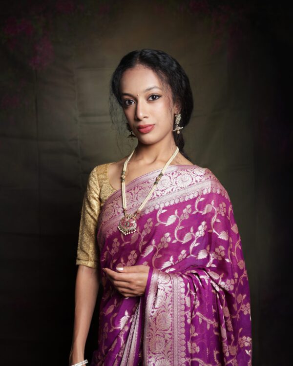 Pure Banarasi Chiffon Saree - Image 2