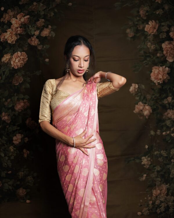 Pure Banarasi Chiffon Saree - Image 4