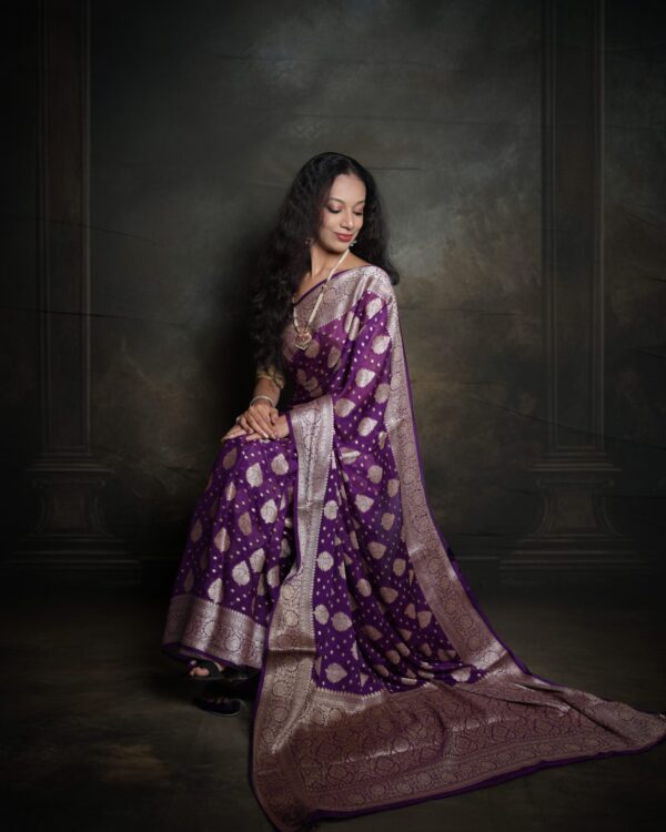 Pure Banarasi Chiffon Saree - Image 2