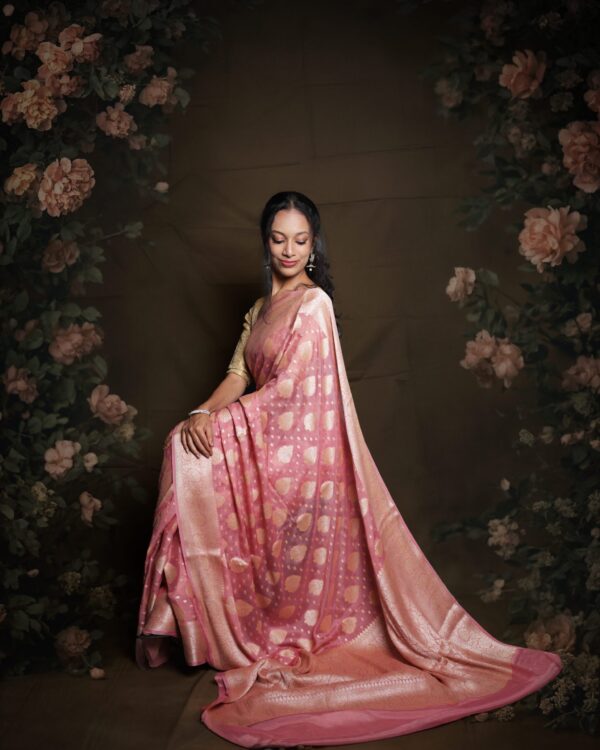 Pure Banarasi Chiffon Saree - Image 5