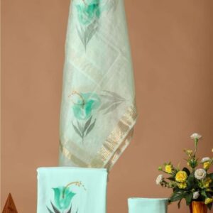 Pure cotton Dress Material with Painted Organza dupatta