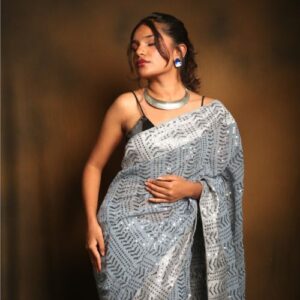 Grey sequen saree