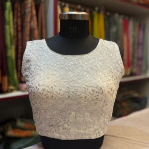 Semi Silk blouse with Sequence and Silver embroidery