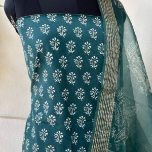 Pure Cotton dress material with hand work on neck