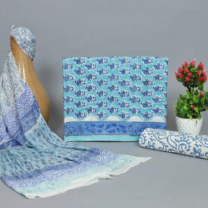 Pure Cotton Dress Material with Chiffon Dupatta