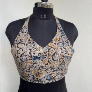 Halter Neck Top - Beige Kalamkari