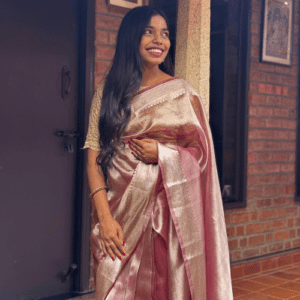 Ananya Old Rose Tissue Saree