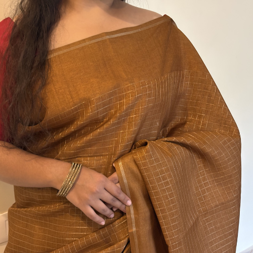 Rust Handloom Saree - Image 3