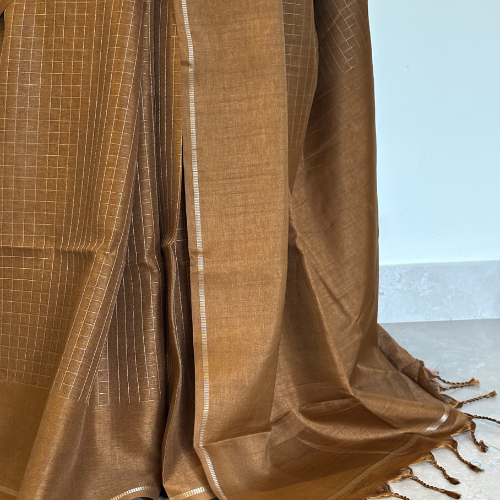 Rust Handloom Saree - Image 2