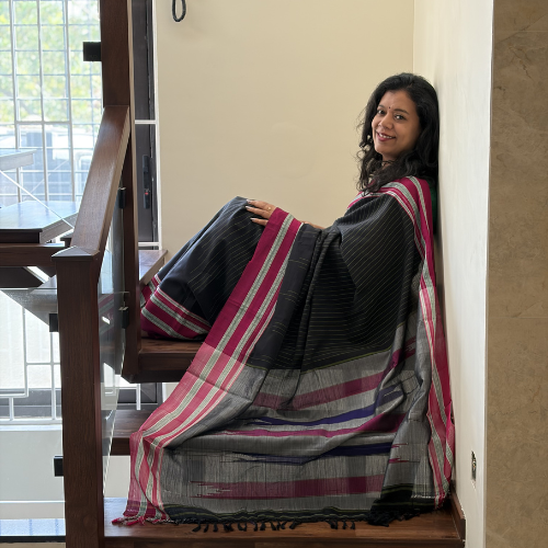 Pure Cotton Ilkal with Silk Pallu - Image 4
