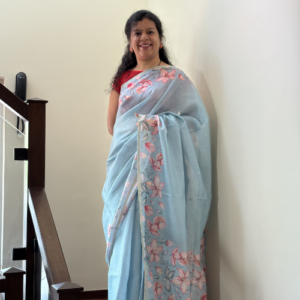 Light Blue Floral Kota Printed Saree