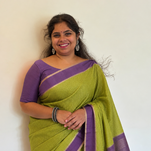 Green Handloom Saree with Purple Border
