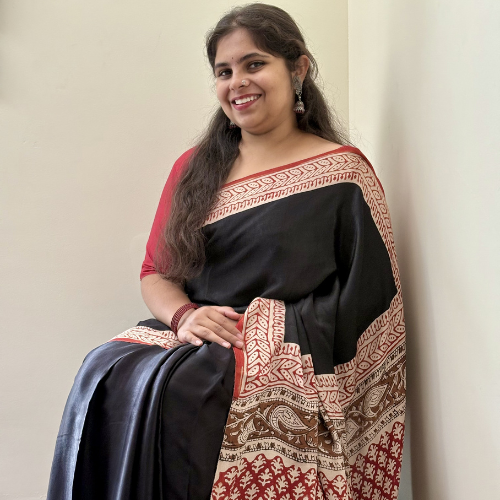 Classic Black Ajrakh Saree