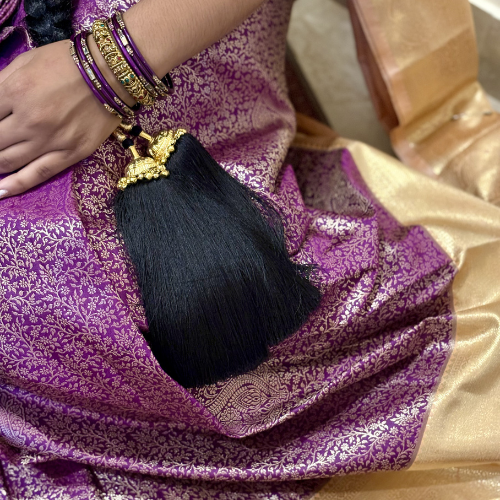 Magenta Purple & Gold Semi-Silk Saree - Image 5