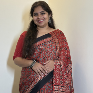 Terracotta Red Ajrakh Silk Saree