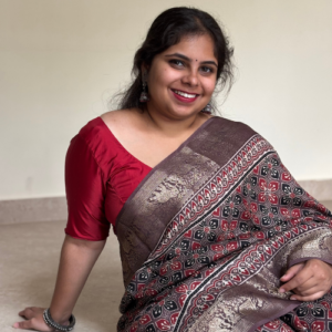 Vintage Bloom Ajrak Saree