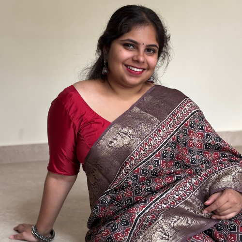 Vintage Bloom Ajrak Saree