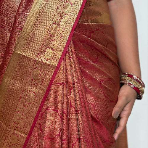 Maroon Semi Silk Saree - Image 4