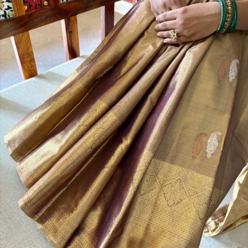 Copper Tissue Semi-Silk Saree - Image 4