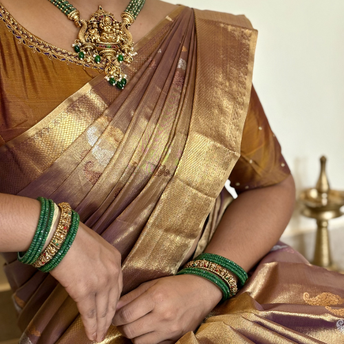 Copper Tissue Semi-Silk Saree - Image 3
