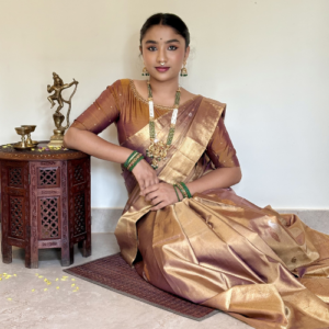 Copper Tissue Semi-Silk Saree