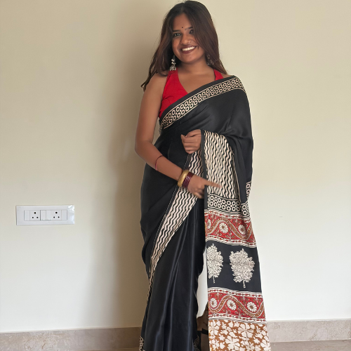 Midnight Elegance Modal Silk Saree - Image 2